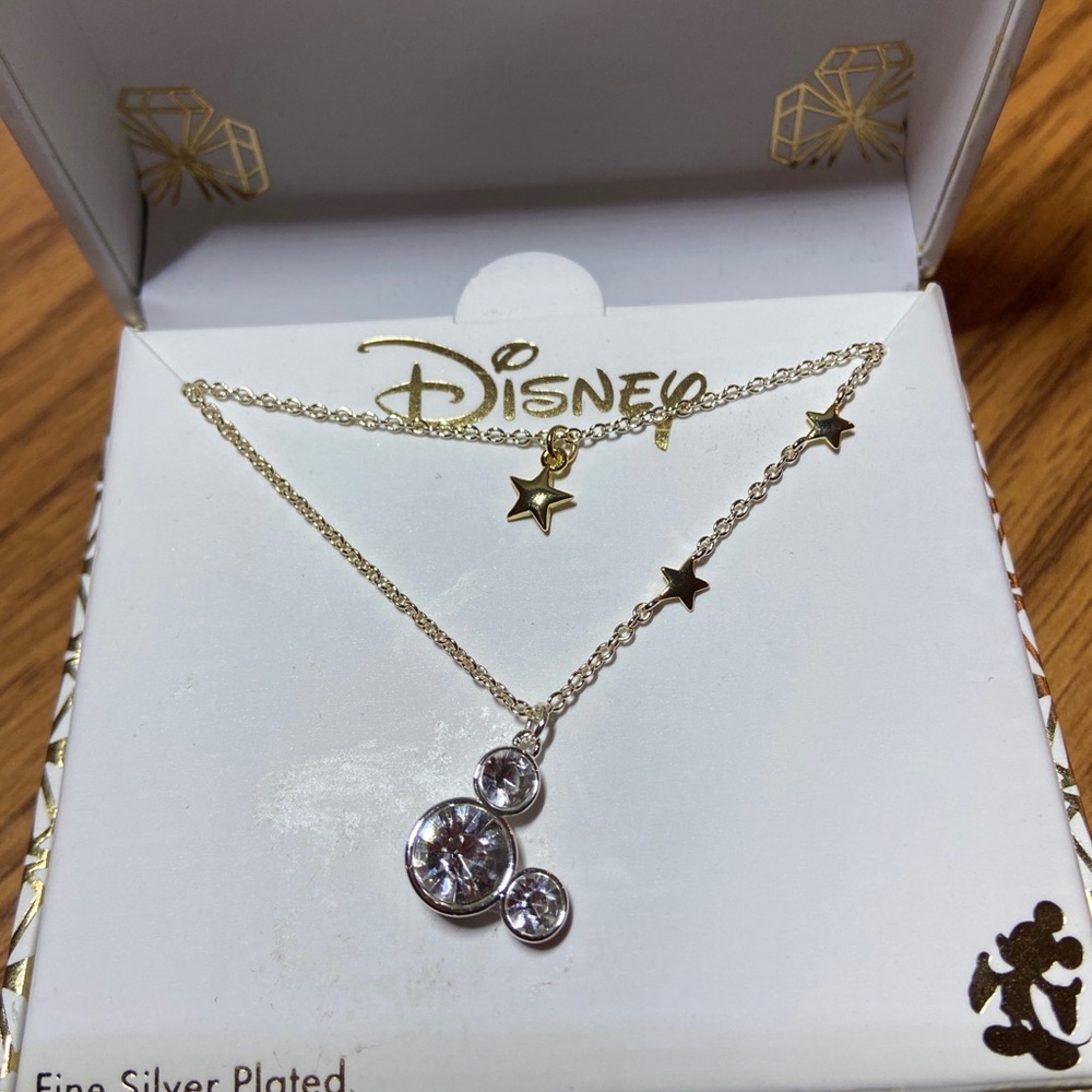 Disney Mickey Mouse Silver Plated Duo Necklace New in Box